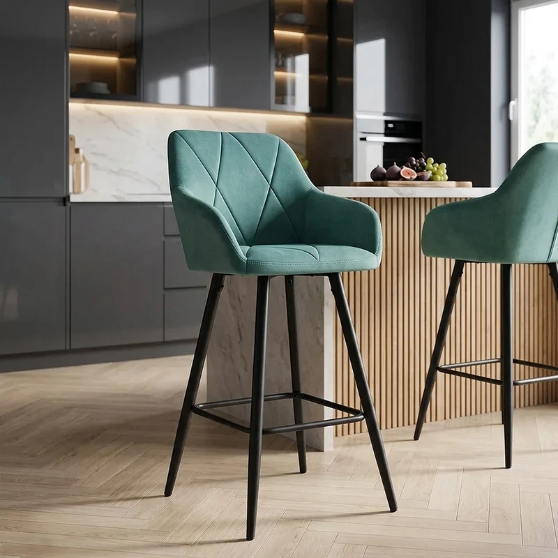 Tabouret de Bar Velours - Lanson Vert