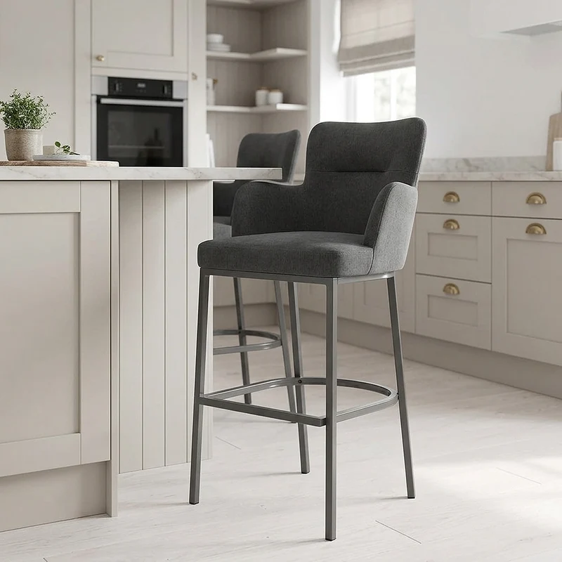Tabouret de Bar Tissu - Porter Gris Foncé