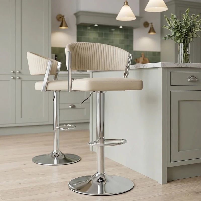 Tabouret Cuir Véritable - Lusso Crème