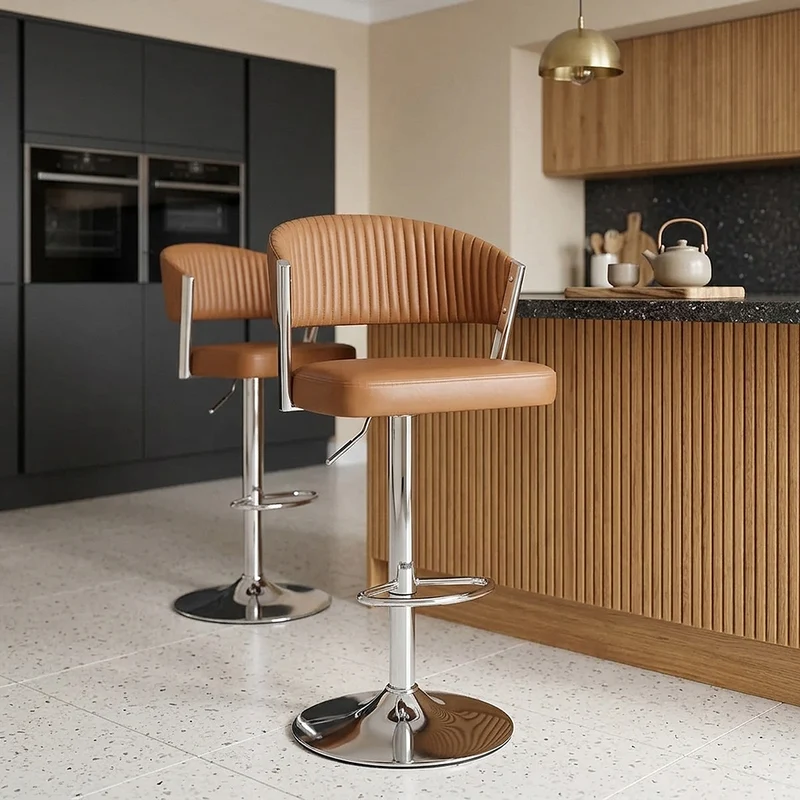 Tabouret Cuir Véritable - Lusso Marron