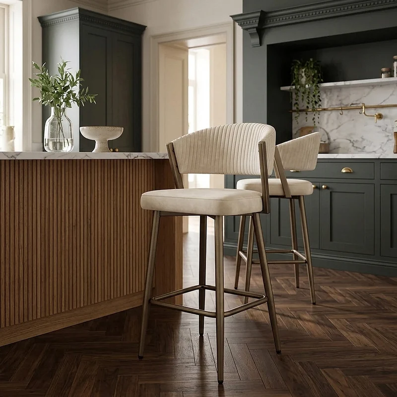 Tabouret velours - Lusso Crème