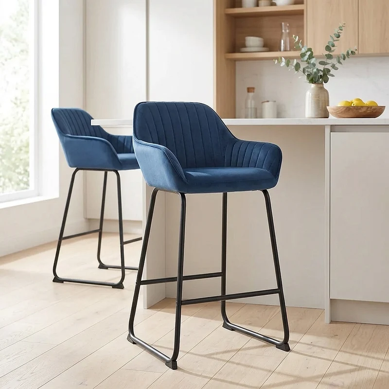 Chaise de Bar Velours - Kanto Bleu