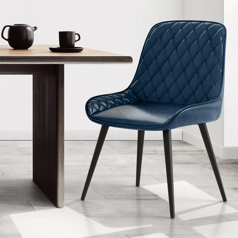 Chaise Faux Cuir Antique - Lincoln Bleu