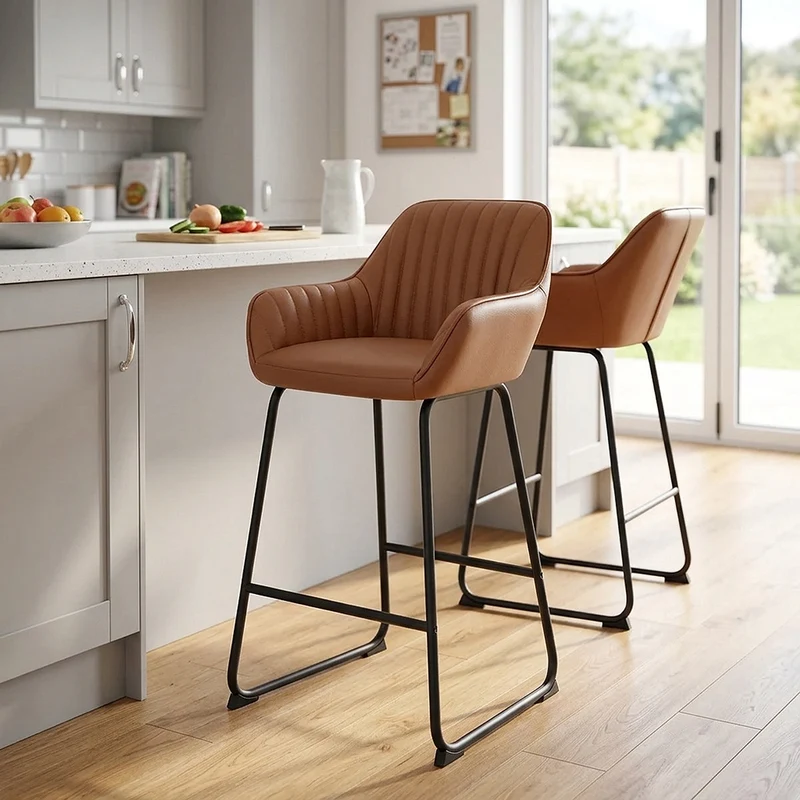 Tabouret de Bar Cuir Véritable - Kanto Marron