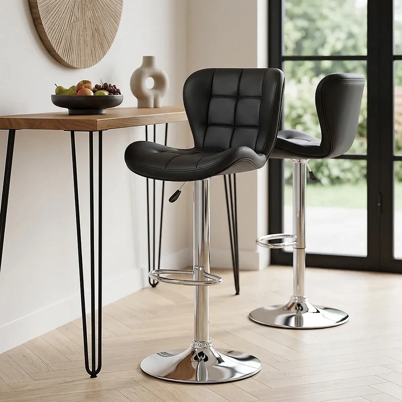 Chaise de bar Simili Cuir - Houston Noir