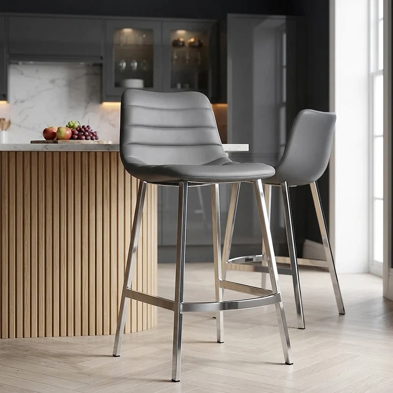 Chaise de Bar Faux Cuir - Scala Gris