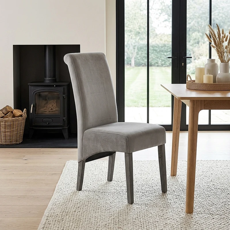 Chaise Bois Velours - Carlo Gris