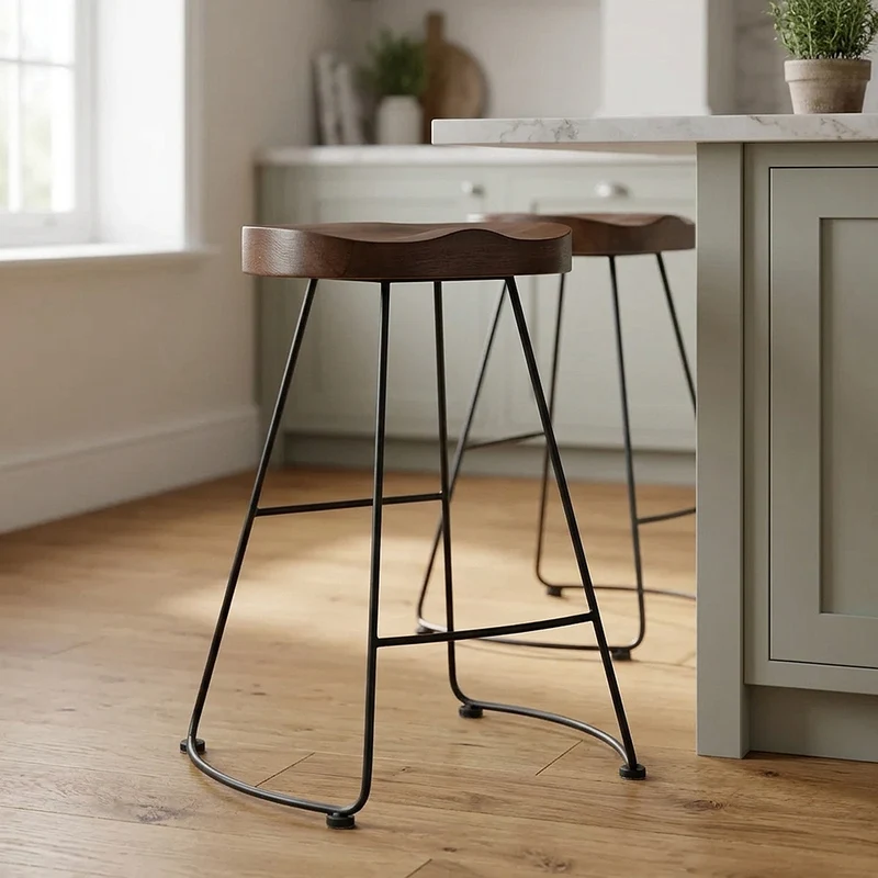 Tabouret Noir et Bois Foncé - Freedom Bois