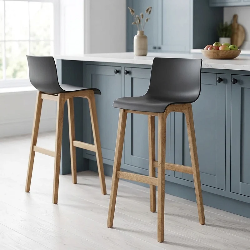 Tabouret de Bar Résine Bois - Haut Drift Noir