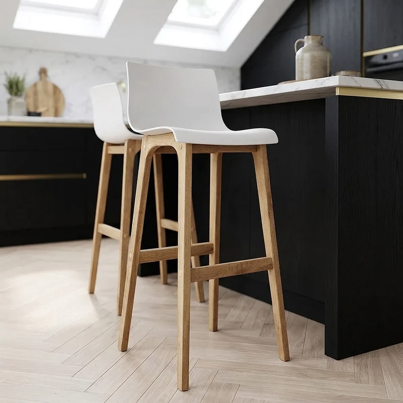 Tabouret de Bar Résine Bois - Haut Drift Blanc