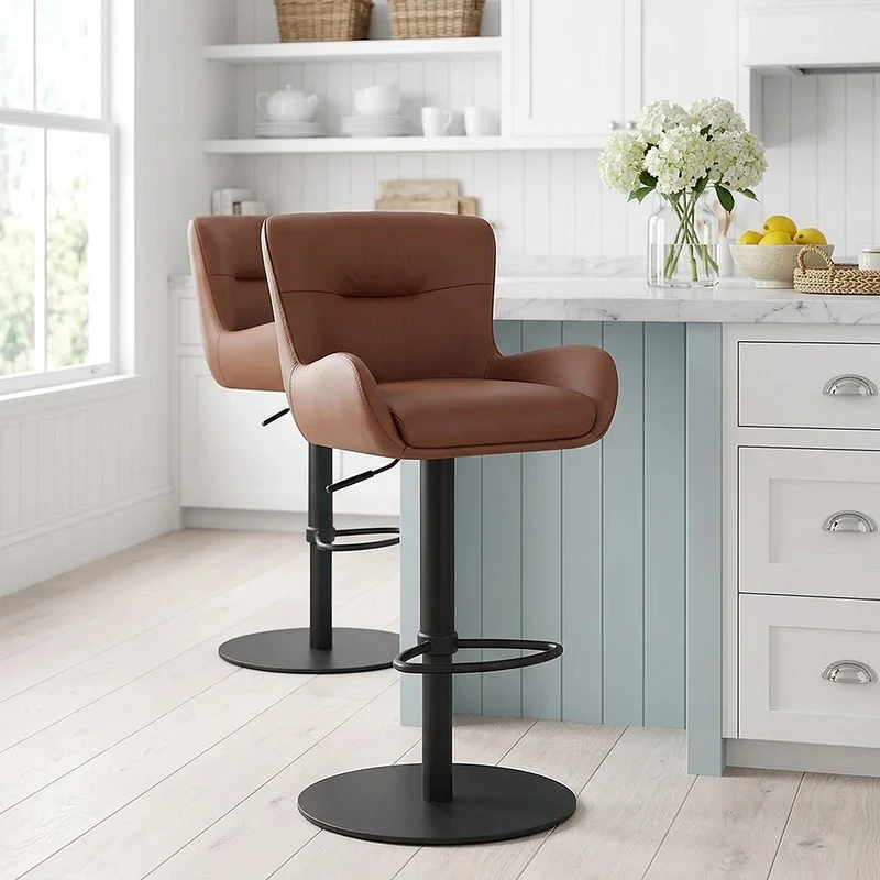 Tabouret Cuir Véritable - Faraday Marron