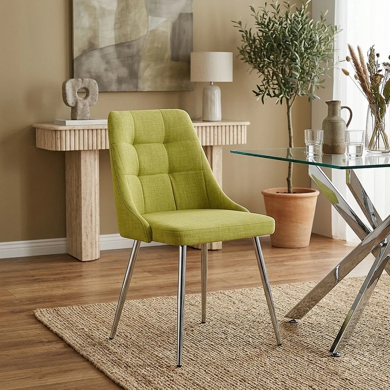 Chaise Tissu Chrome - Shanghai Vert