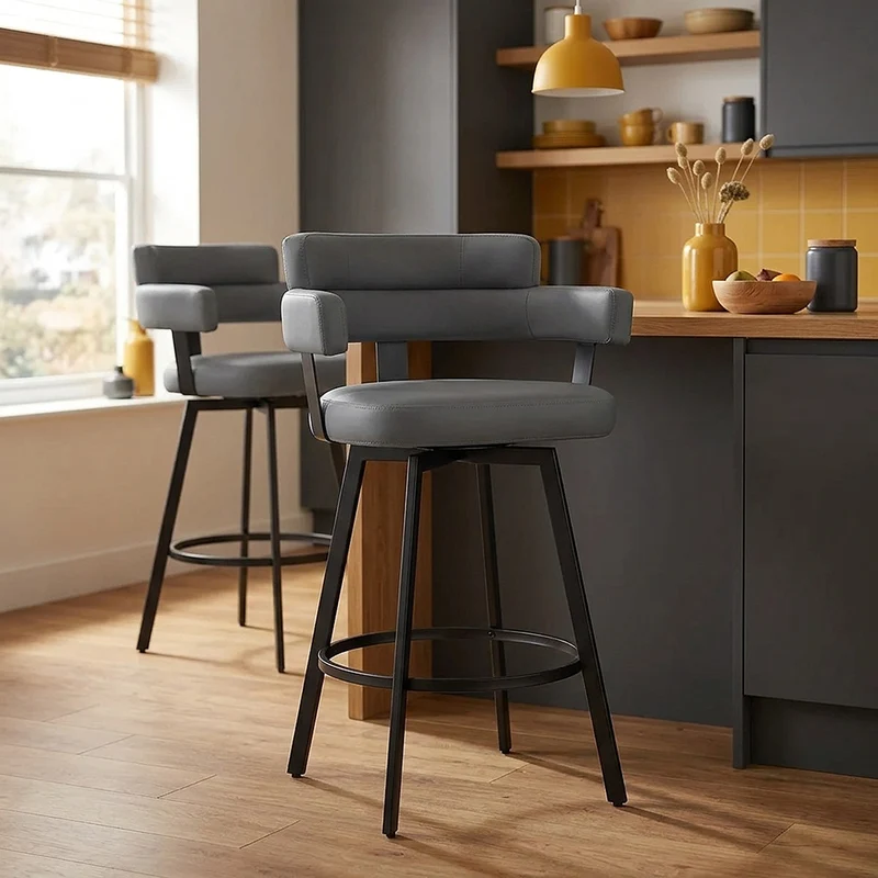 Tabouret Faux Cuir - Enzo Gris
