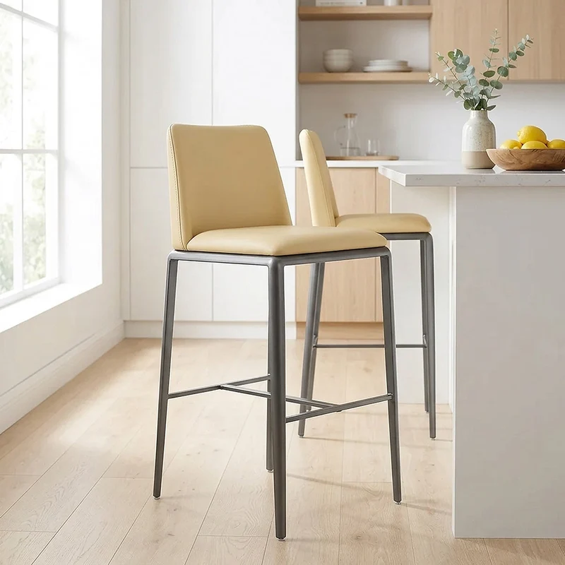 Tabouret de Bar Faux Cuir - Elise Jaune