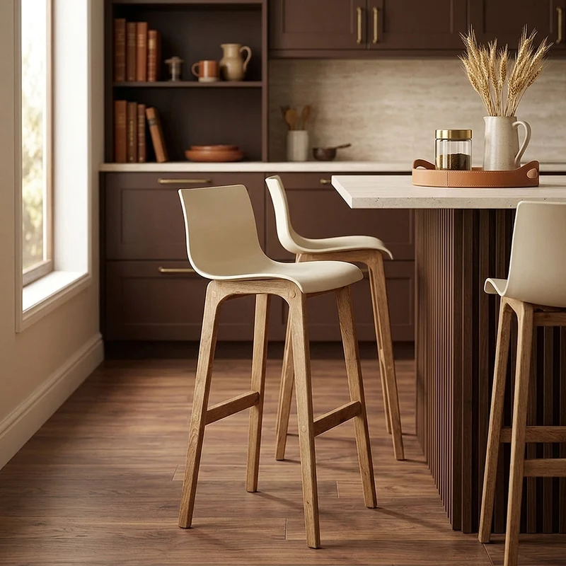 Tabouret de Bar Résine Bois - Drift ABS Crème