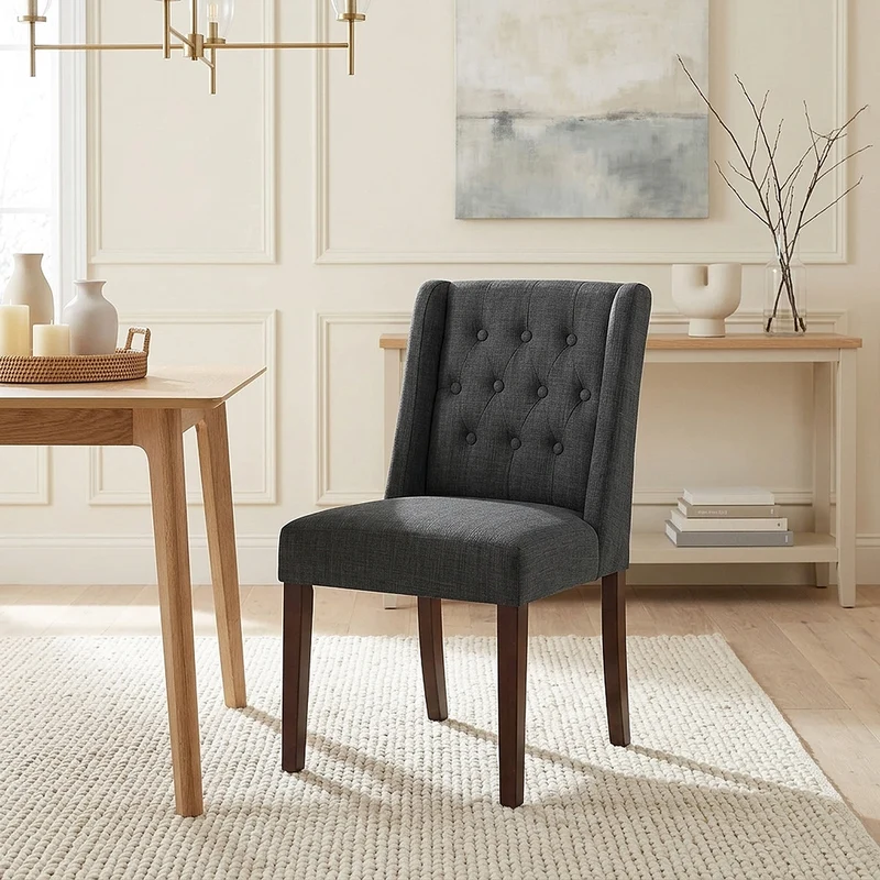 Chaise Tissu Bois - Chatsworth Noyer Gris