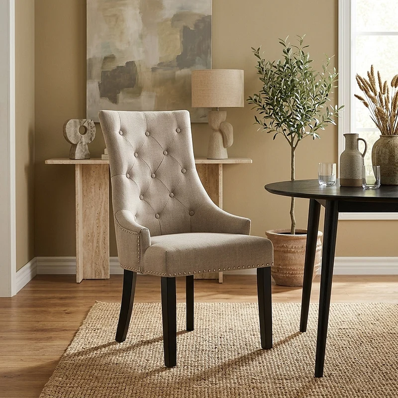 Chaise Bois Tissu - Ascot Taupe