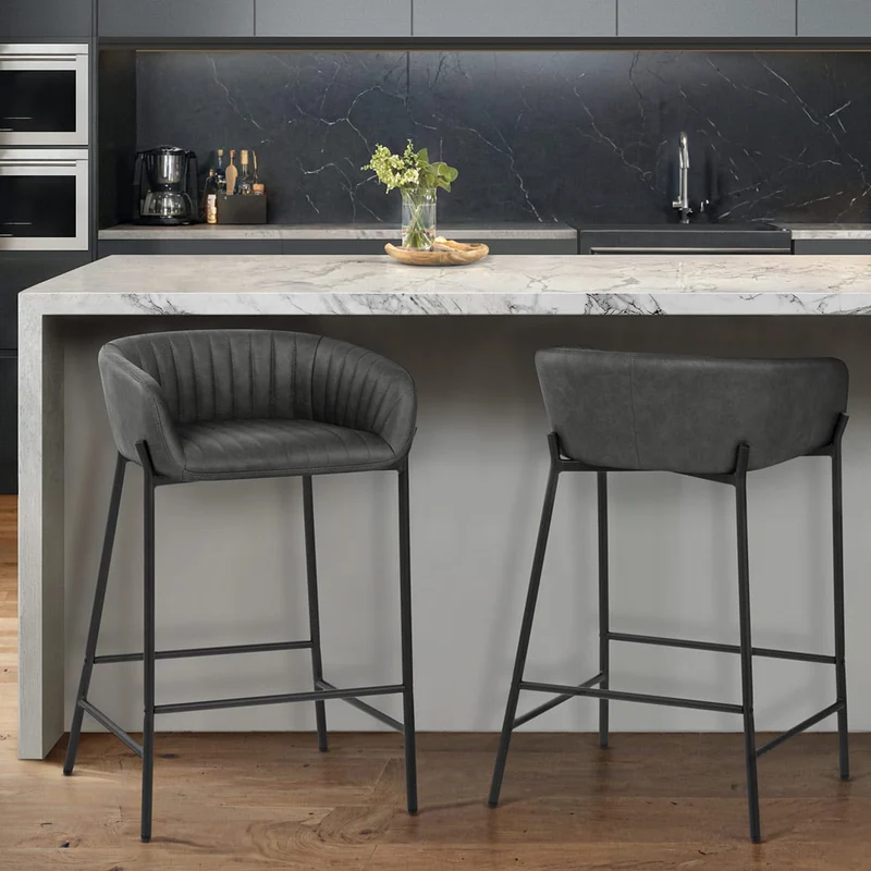 Tabouret de Bar Faux Cuir - Cub Gris