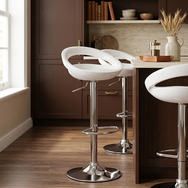 Chaise de Bar ABS Chrome - Crescent Blanc
