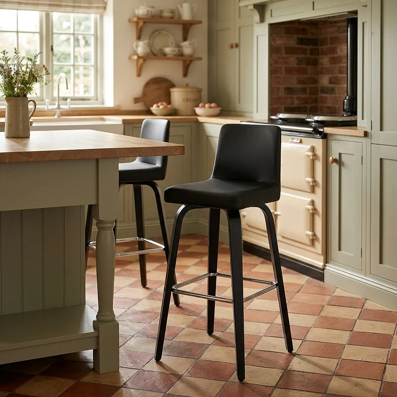 Tabouret Simili Cuir - Charlotte Noir
