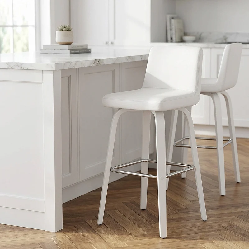 Tabouret Simili Cuir - Charlotte Blanc