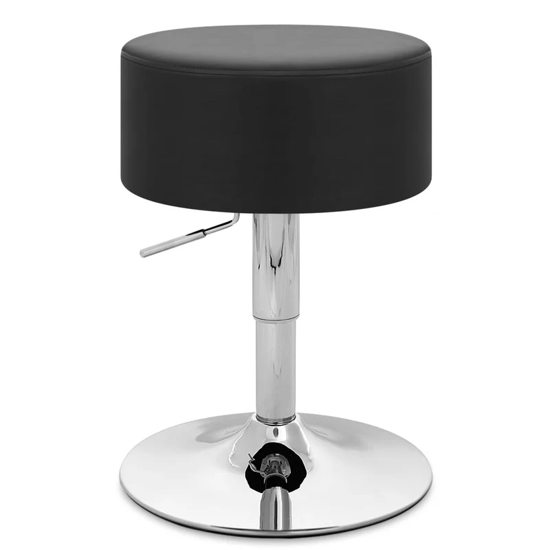 Tabouret Bas Faux Cuir Chrome - Bullet Noir