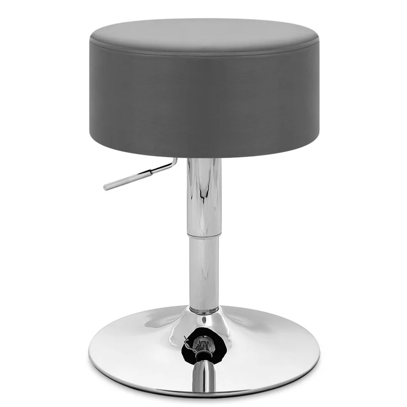 Tabouret Bas Faux Cuir Chrome - Bullet Gris