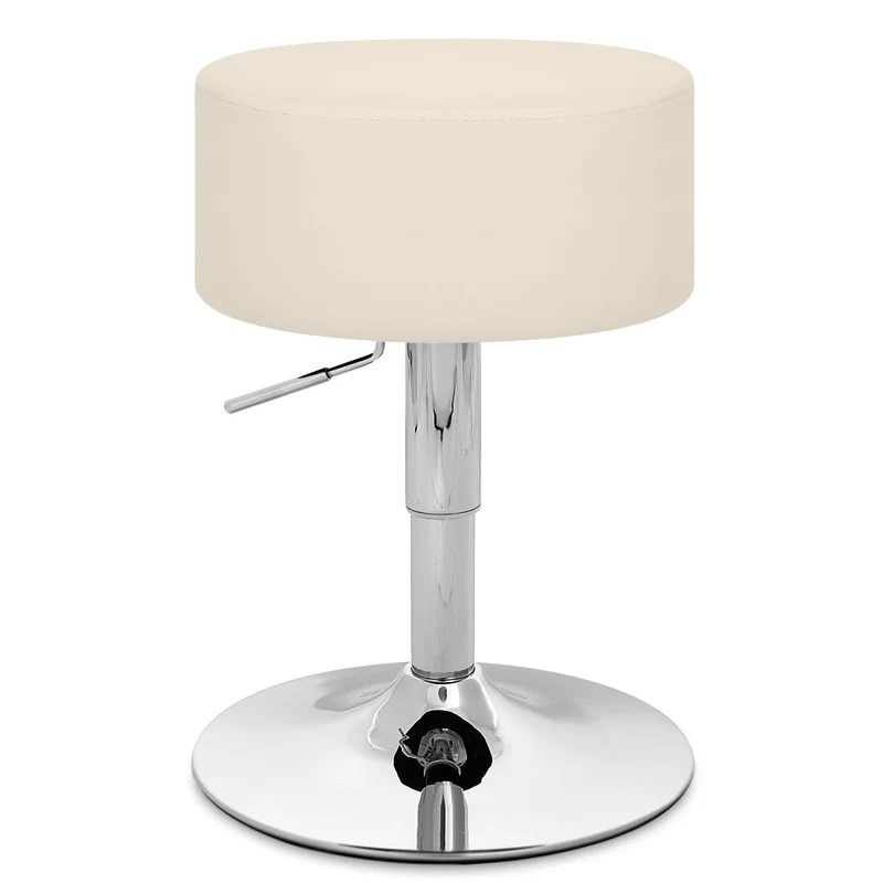 Tabouret Bas Faux Cuir Chrome - Bullet Crème