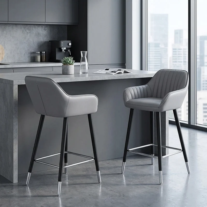 Tabouret de Bar Faux Cuir - Apres Grande Gris