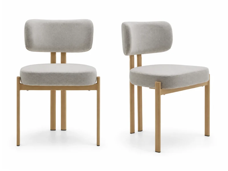 Chaise Passy en tissu texturé avec pieds effet bois – Lot de 2