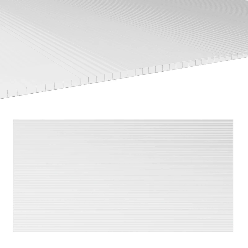 Lot de 14 panneaux polycarbonate serre auvent 121 x 61 x 0.4 cm isolation anti uv moderne en polycarbonate transparent 21_0004372