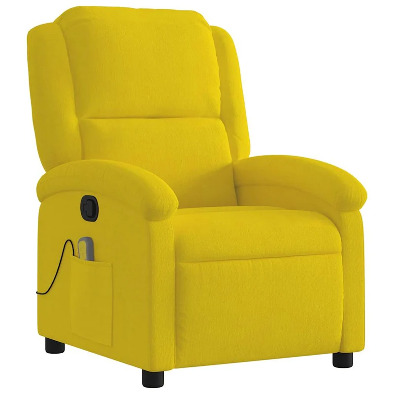 Fauteuil de relaxation TV fonction massage inclinable 6 points de massage en velours jaune DEC026982