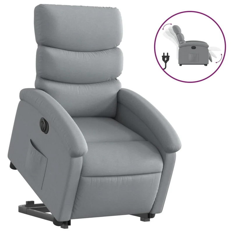 Fauteuil relax TV fonction de levage électrique très confortaben tissu gris clair DEC028318