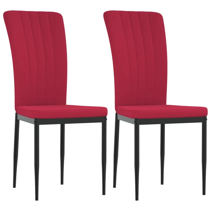 Set de 2 chaises de salle à manger design moderne coutures décoratives en tissu rouge bordeaux DEC025584