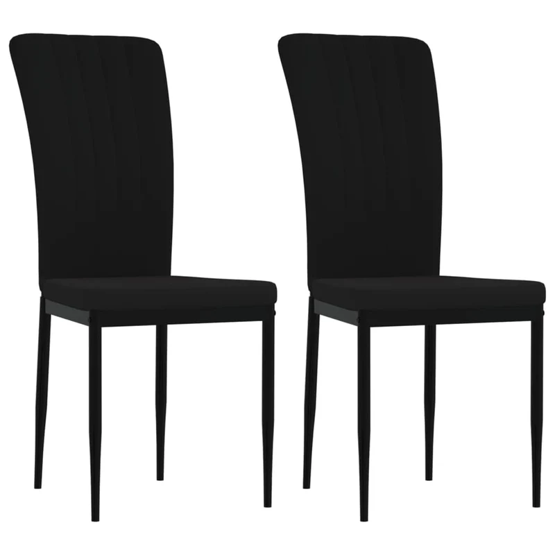 Set de 2 chaises de salle à manger cuisine en tissu velours noir cadre en fer DEC025562