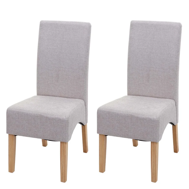 Lot de 2 chaises de salle à manger cuisine Latina design élégant tissu crème beige 04_0000243