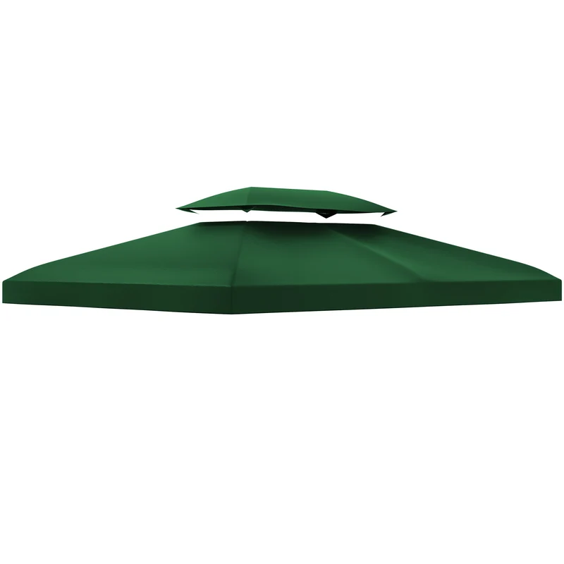 Toile de rechange pour pavillon tonnelle 3 x 4 m toit double ventilé protection solaire contemporain en polyester vert 21_0004743