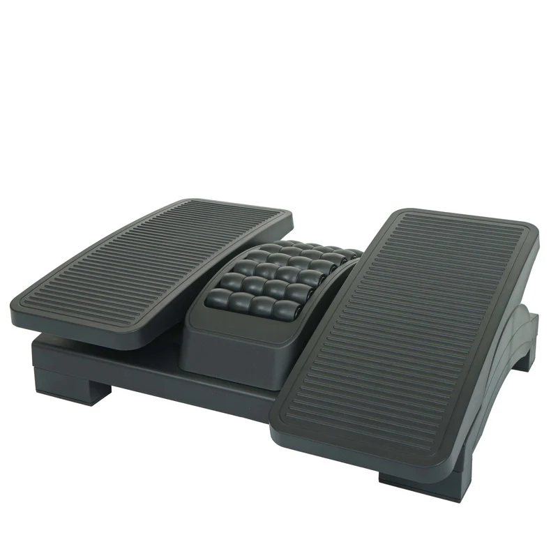 Repose-pieds avec rouleaux de massage support pour les pieds inclinaison et hauteur réglables en plastique noir 04_0010188