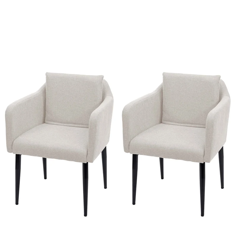 Ensemble de 2 chaises de salle à manger en tissu/textile crème-beige pieds en métal 04_0002087