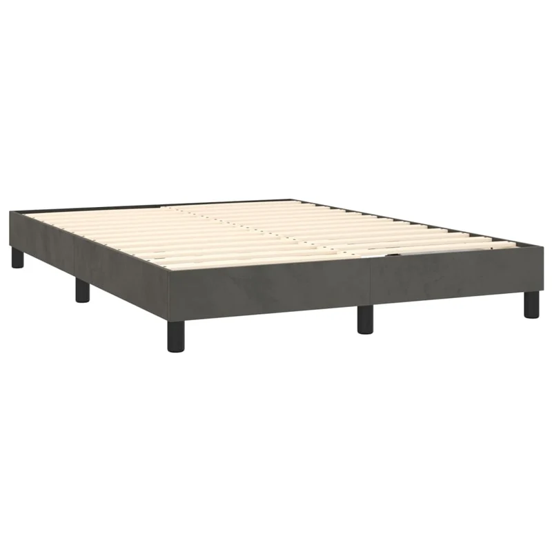 Sommier à lattes sur pieds cadre de lit 140x190 cm tissu velours gris foncé TDL0207135