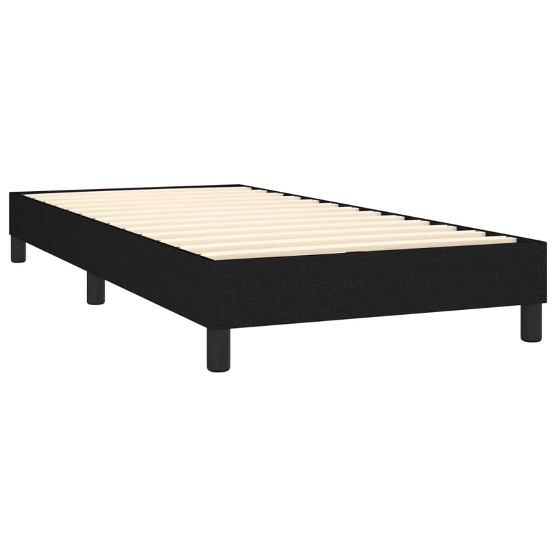 Sommier à lattes sur pieds cadre de lit 90x200 cm tissu noir TDL0206967