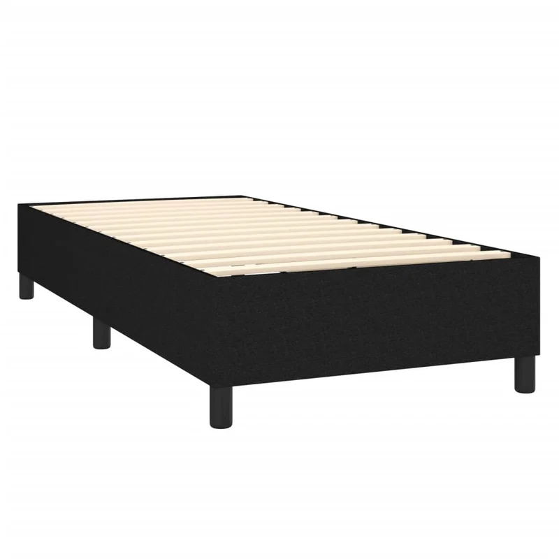Sommier à lattes sur pieds cadre de lit 90x200 cm tissu noir TDL0206966