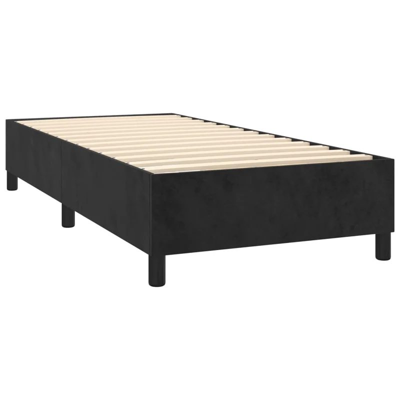 Sommier à lattes sur pieds cadre de lit 80x200 cm tissu velours noir TDL0206981