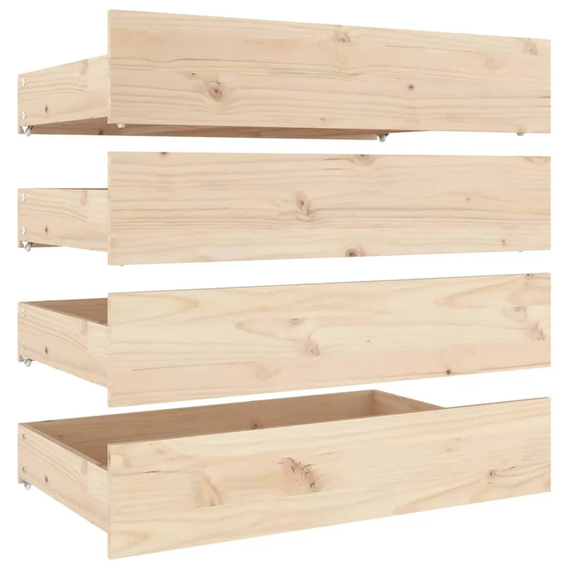Tiroir de lit rangement avec roulettes lot de 4 bois de pin TDL0206813