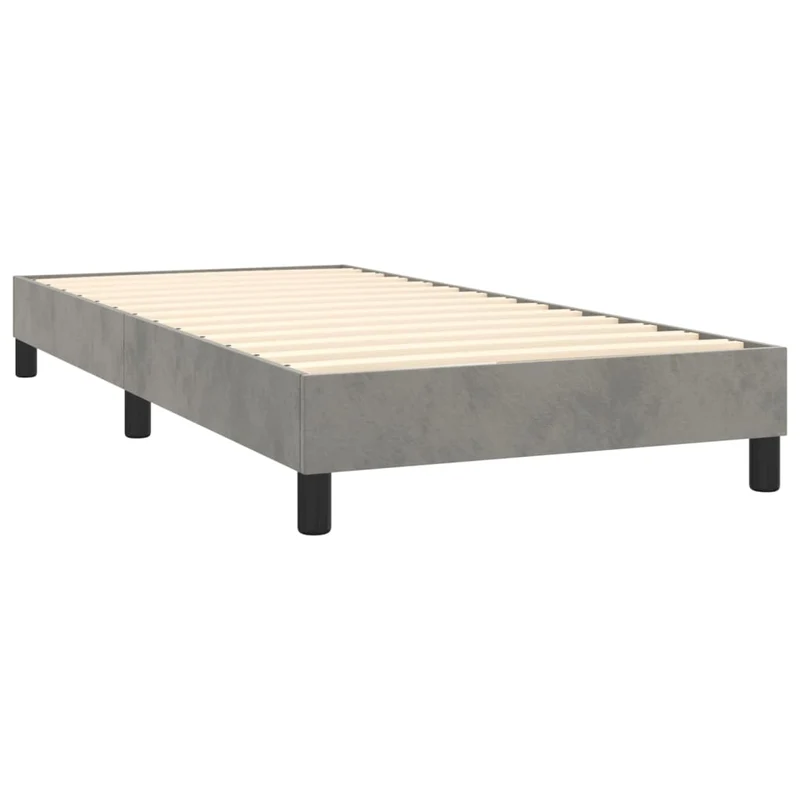 Sommier à lattes sur pieds cadre de lit 80x200 cm tissu velours gris clair TDL0207165