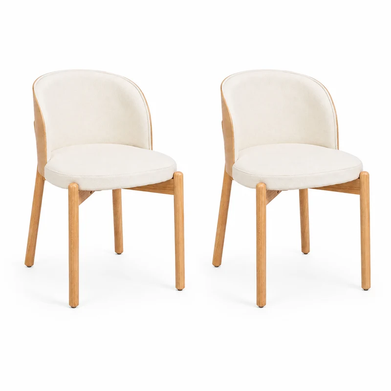 Arvo – Chaise de Salle à Manger en Bois & Lin – Lot de 2