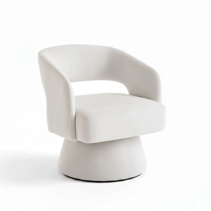 Auro – Fauteuil Pivotant Scandinave en Chenille Blanc – 360°