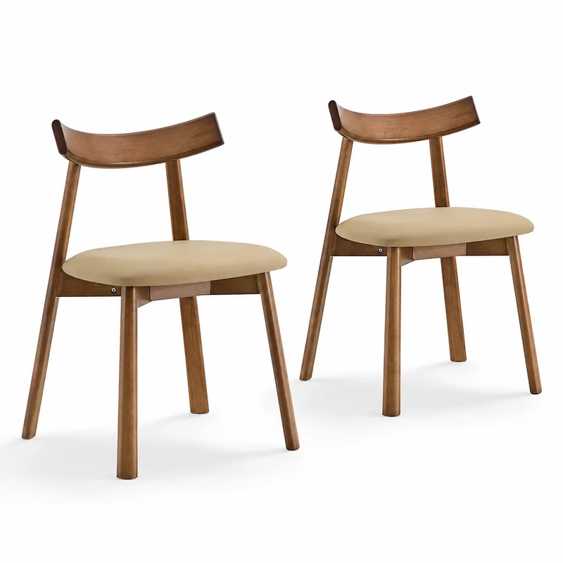 Sora – Chaise Scandinave Noyer & Lin Beige/Blanc/Noir – Lot de 2