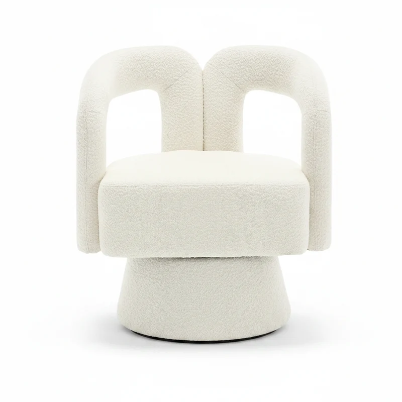 Lune – Fauteuil Pivotant Bouclé 360° Design Organique