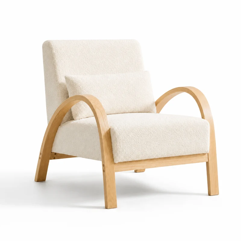Arvo – Fauteuil Organique en Chenille & Bois Courbé